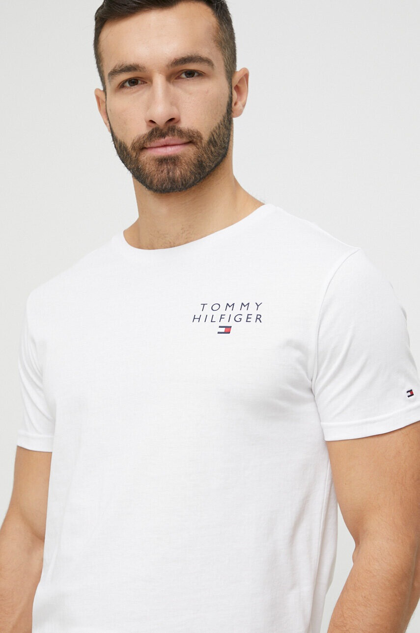 Tommy Hilfiger Памучна тениска в бяло с принт - Pepit.bg