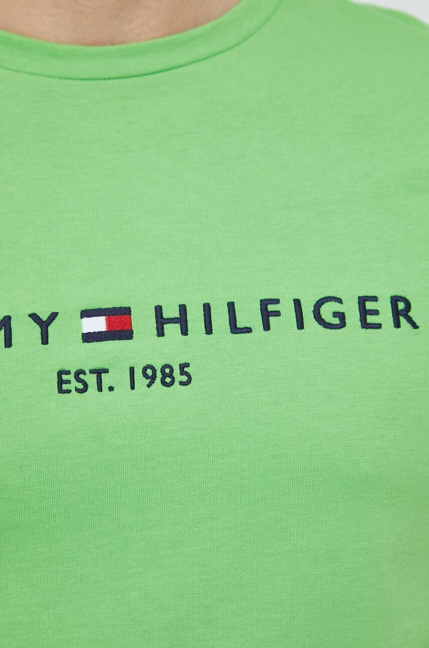 Tommy Hilfiger Памучна тениска в зелено с десен - Pepit.bg