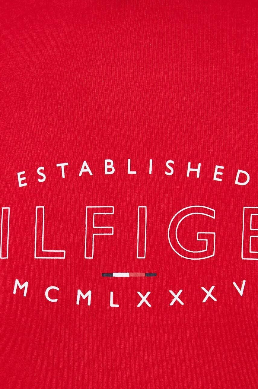 Tommy Hilfiger Памучна тениска в червено с принт - Pepit.bg