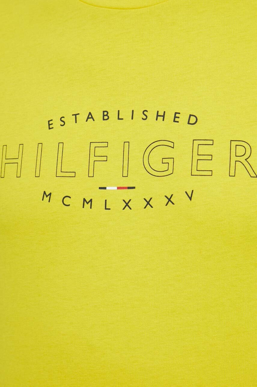 Tommy Hilfiger Памучна тениска в жълто с принт - Pepit.bg