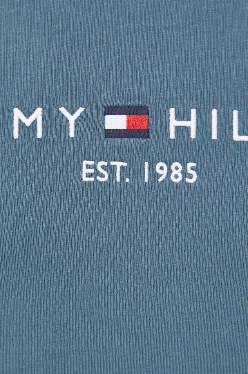 Tommy Hilfiger Памучна тениска в зелено с апликация - Pepit.bg