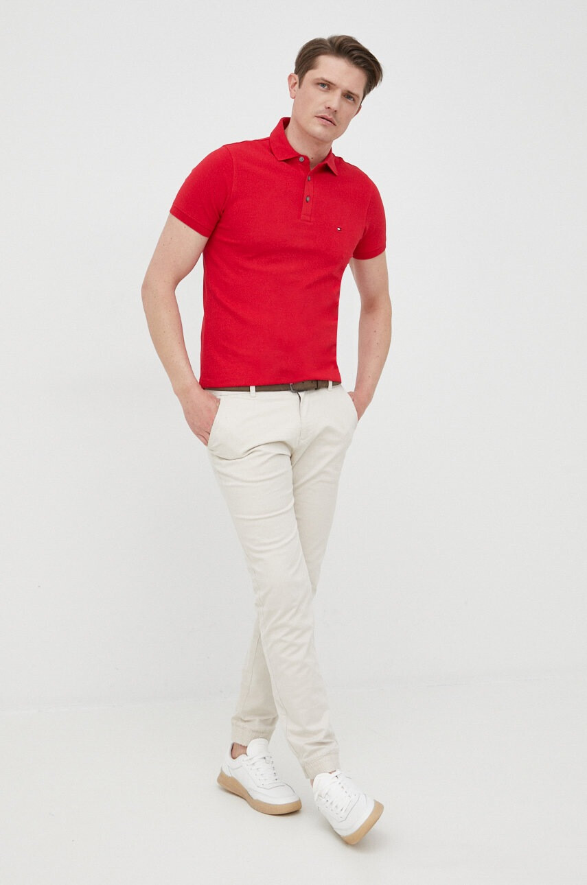 Tommy Hilfiger Памучна тениска с яка - Pepit.bg