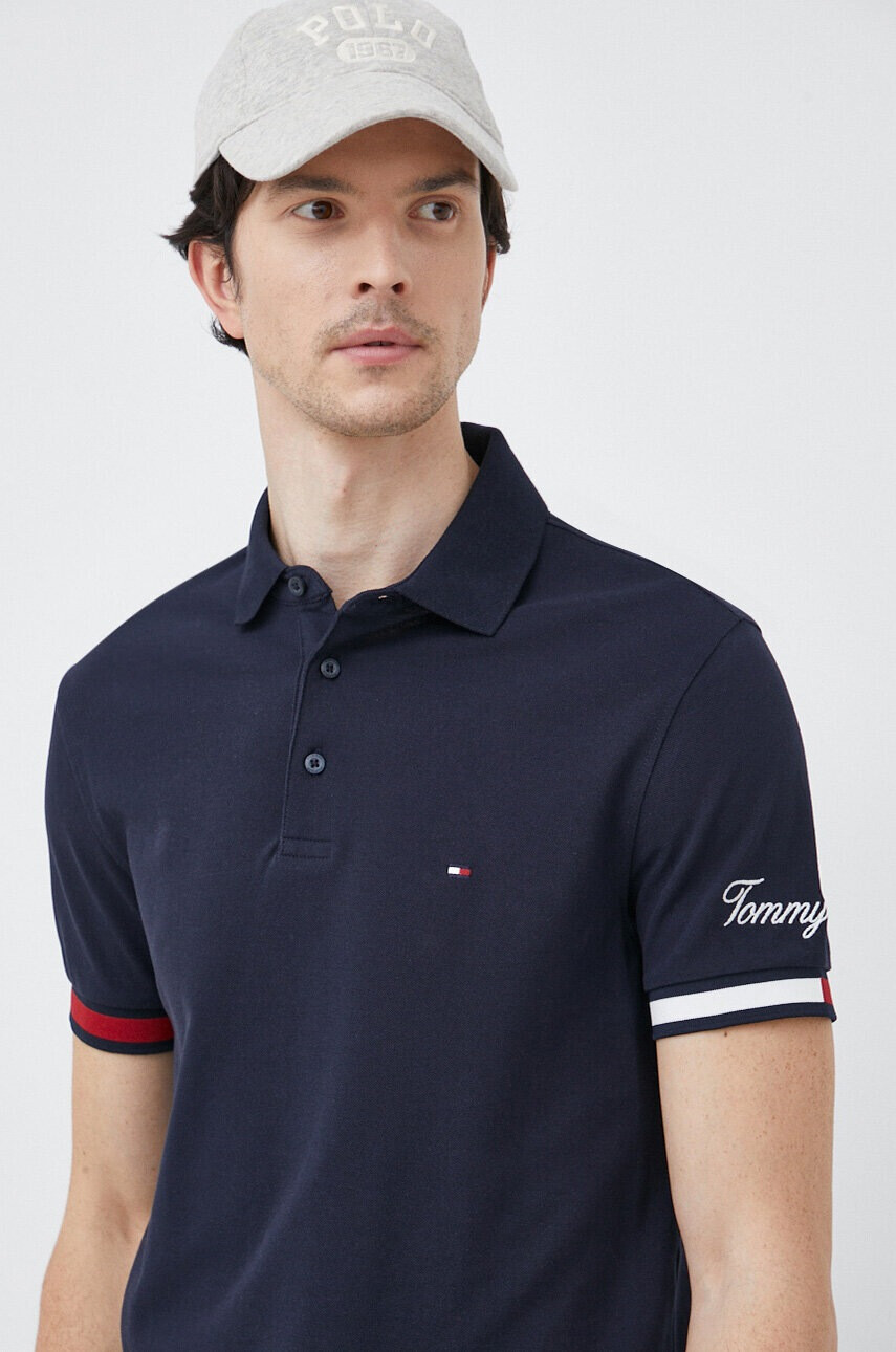 Tommy Hilfiger Памучна тениска с яка - Pepit.bg