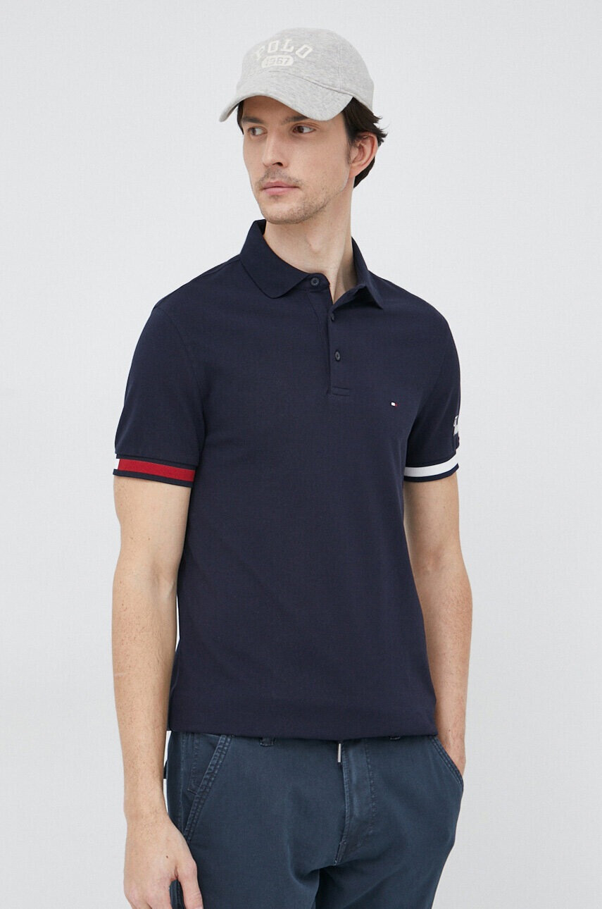 Tommy Hilfiger Памучна тениска с яка - Pepit.bg