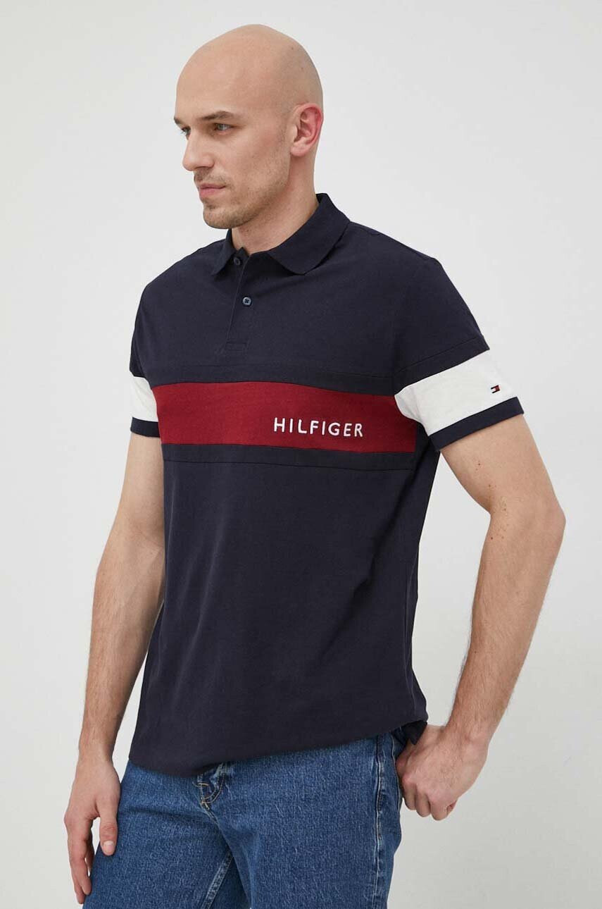 Tommy Hilfiger Памучна тениска с яка - Pepit.bg