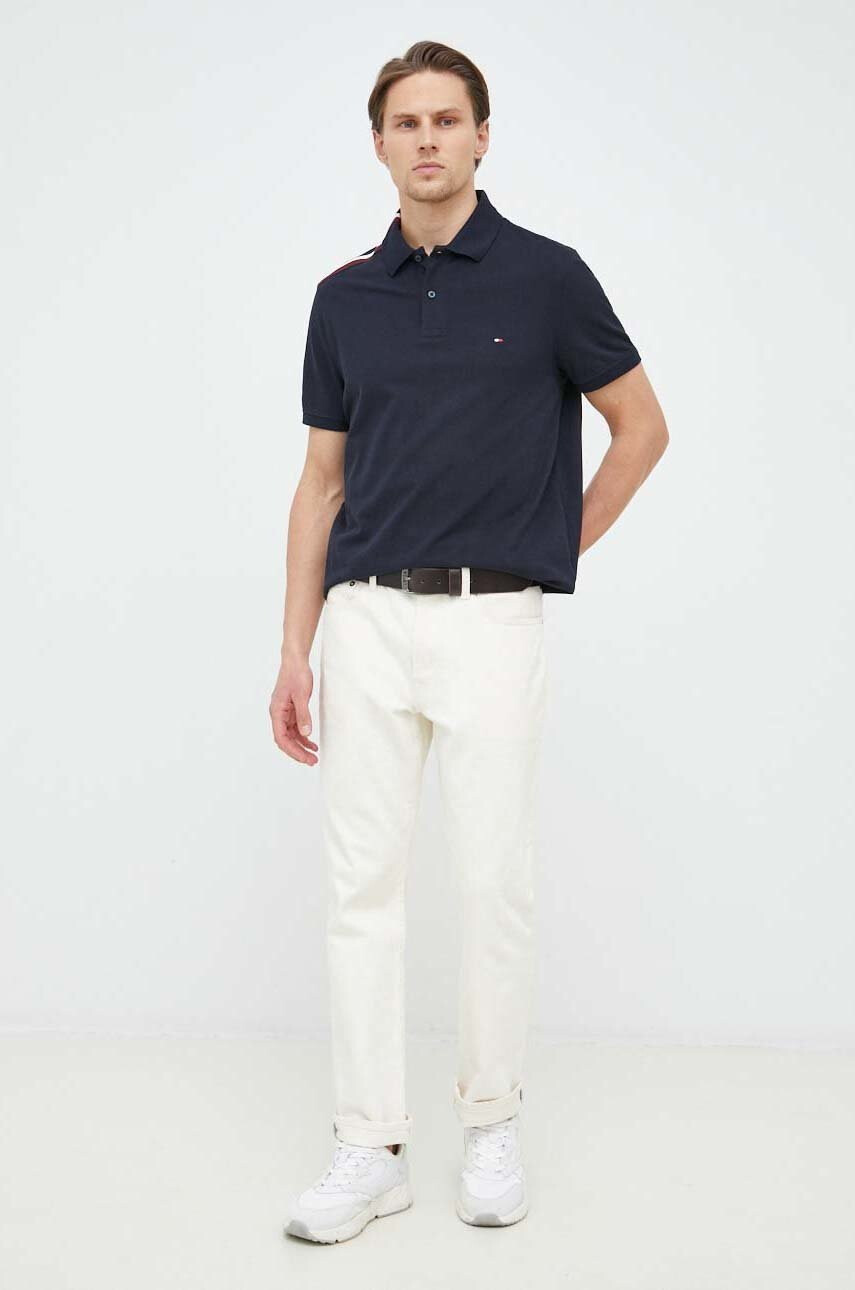 Tommy Hilfiger Памучна тениска с яка - Pepit.bg