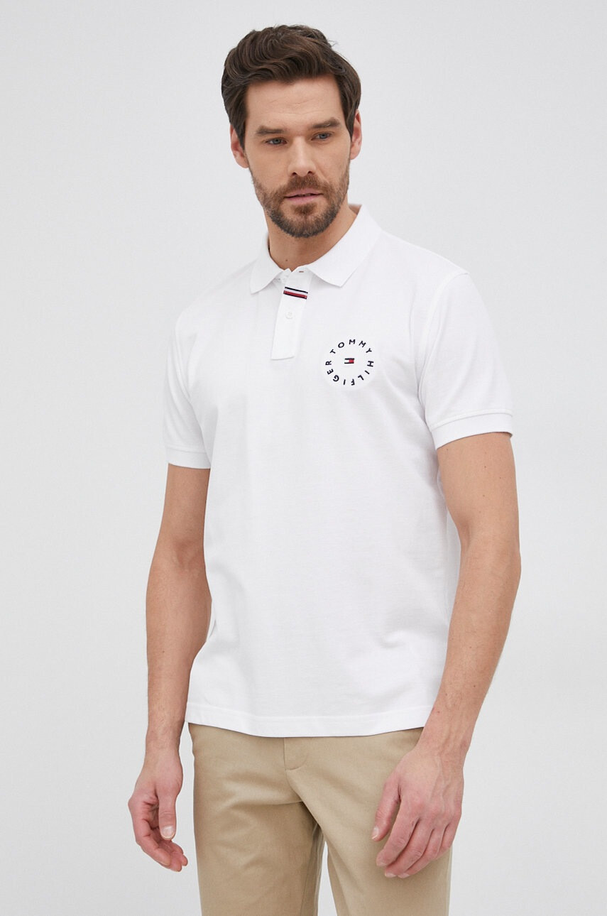 Tommy Hilfiger Памучна тениска с яка - Pepit.bg