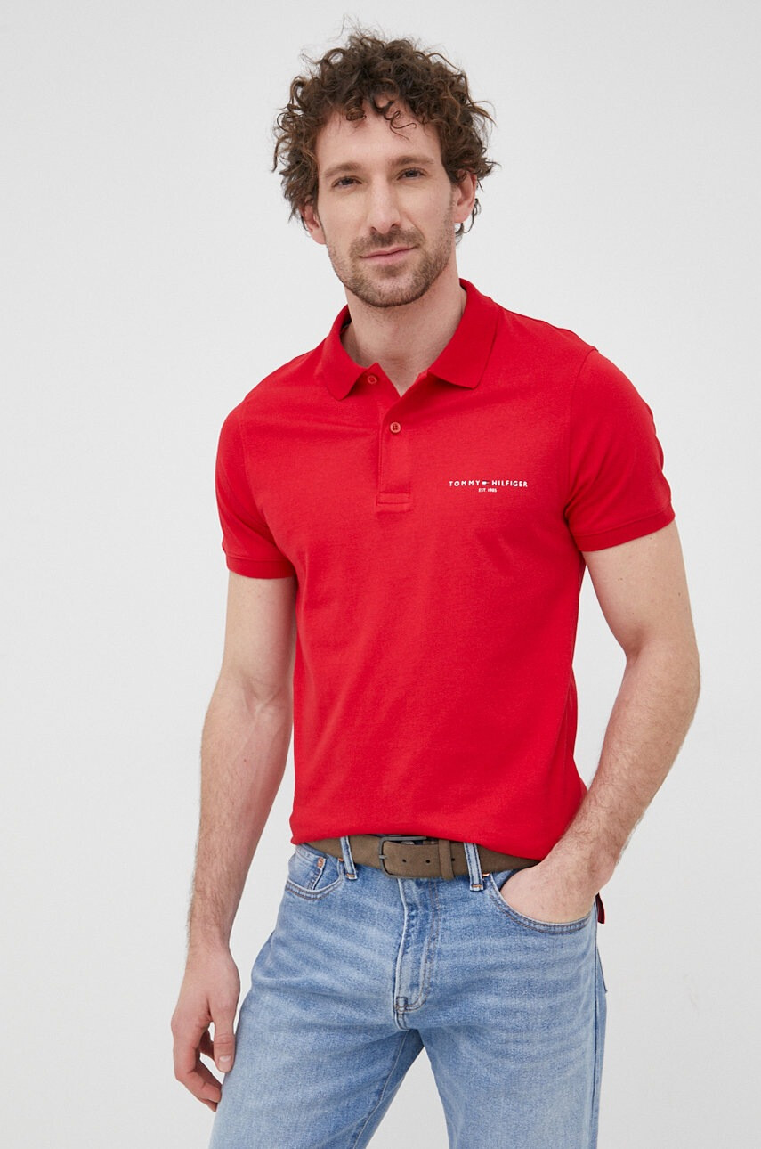 Tommy Hilfiger Памучна тениска с яка - Pepit.bg