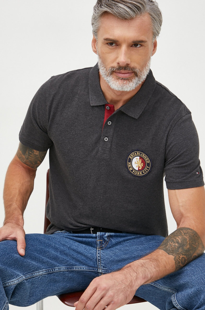Tommy Hilfiger Памучна тениска с яка - Pepit.bg