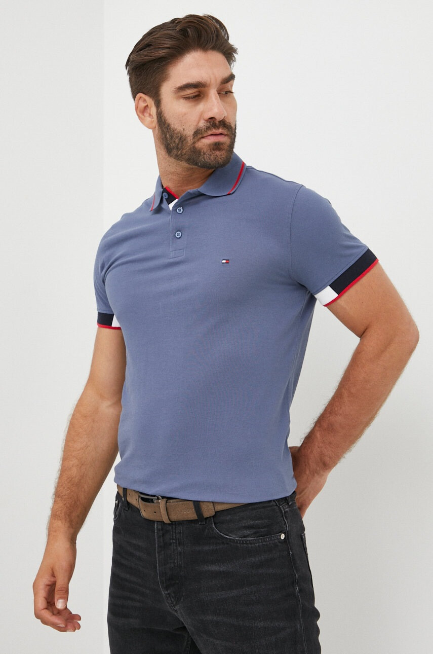 Tommy Hilfiger Памучна тениска с яка - Pepit.bg