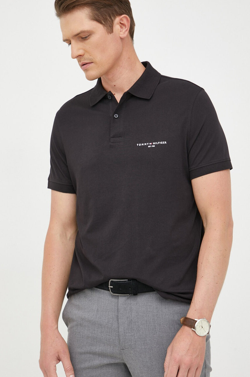 Tommy Hilfiger Памучна тениска с яка - Pepit.bg