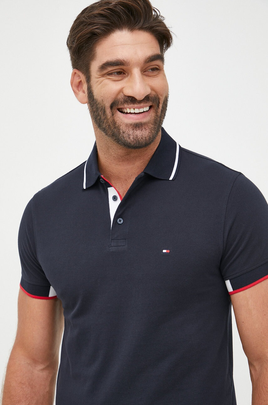 Tommy Hilfiger Памучна тениска с яка - Pepit.bg