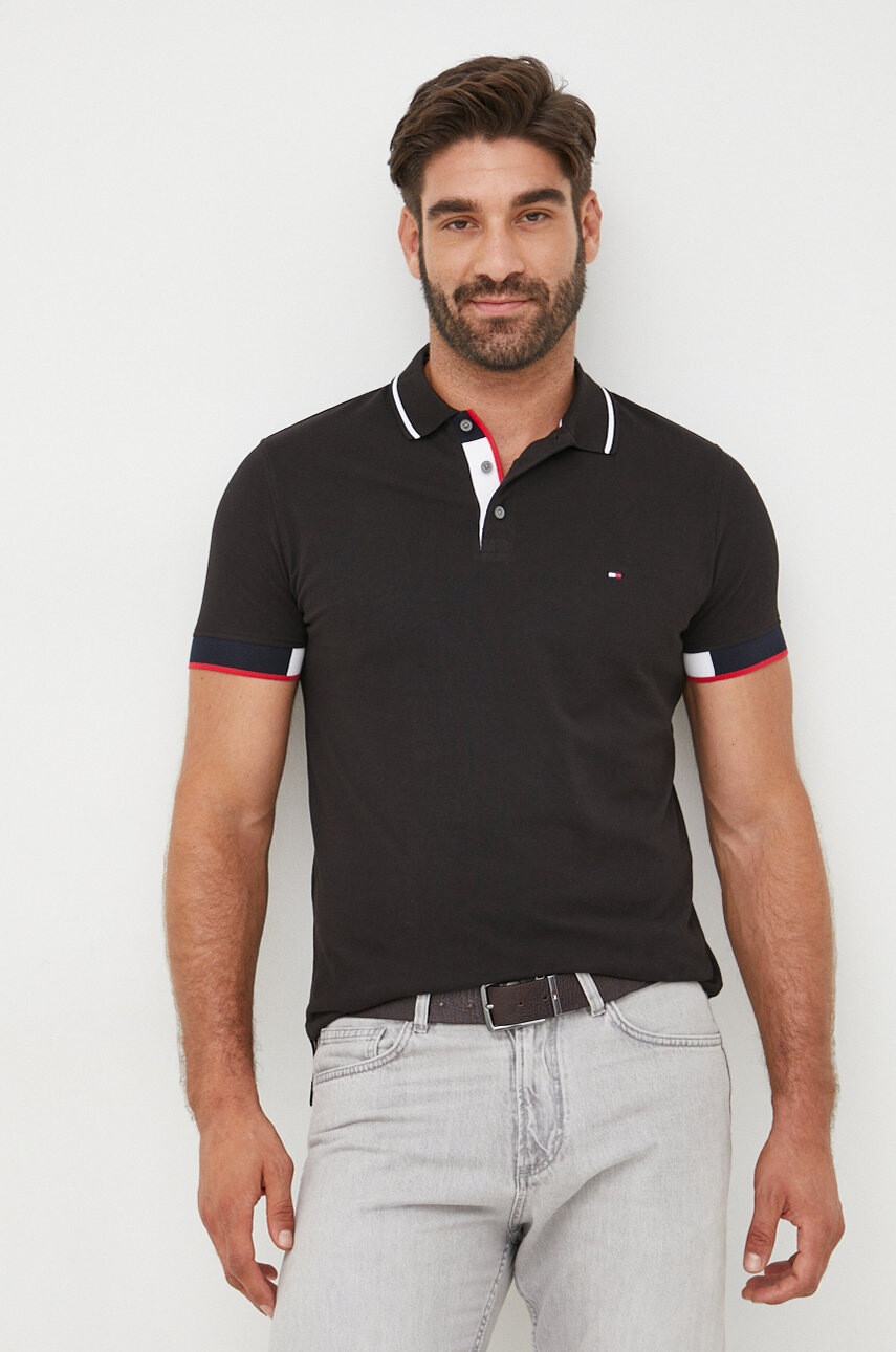 Tommy Hilfiger Памучна тениска с яка - Pepit.bg