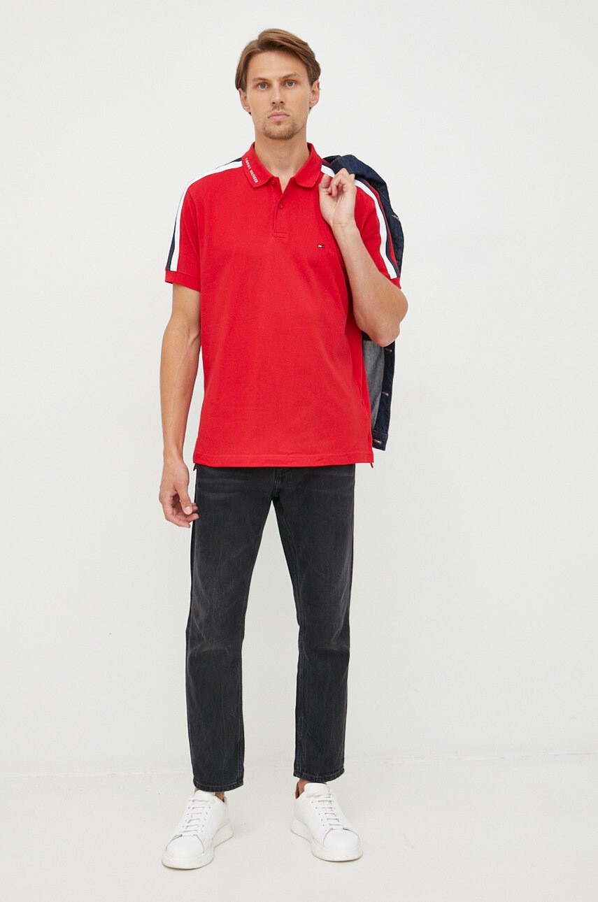 Tommy Hilfiger Памучна тениска с яка - Pepit.bg