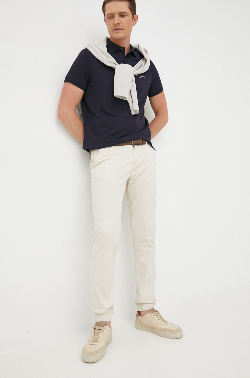 Tommy Hilfiger Памучна тениска с яка - Pepit.bg