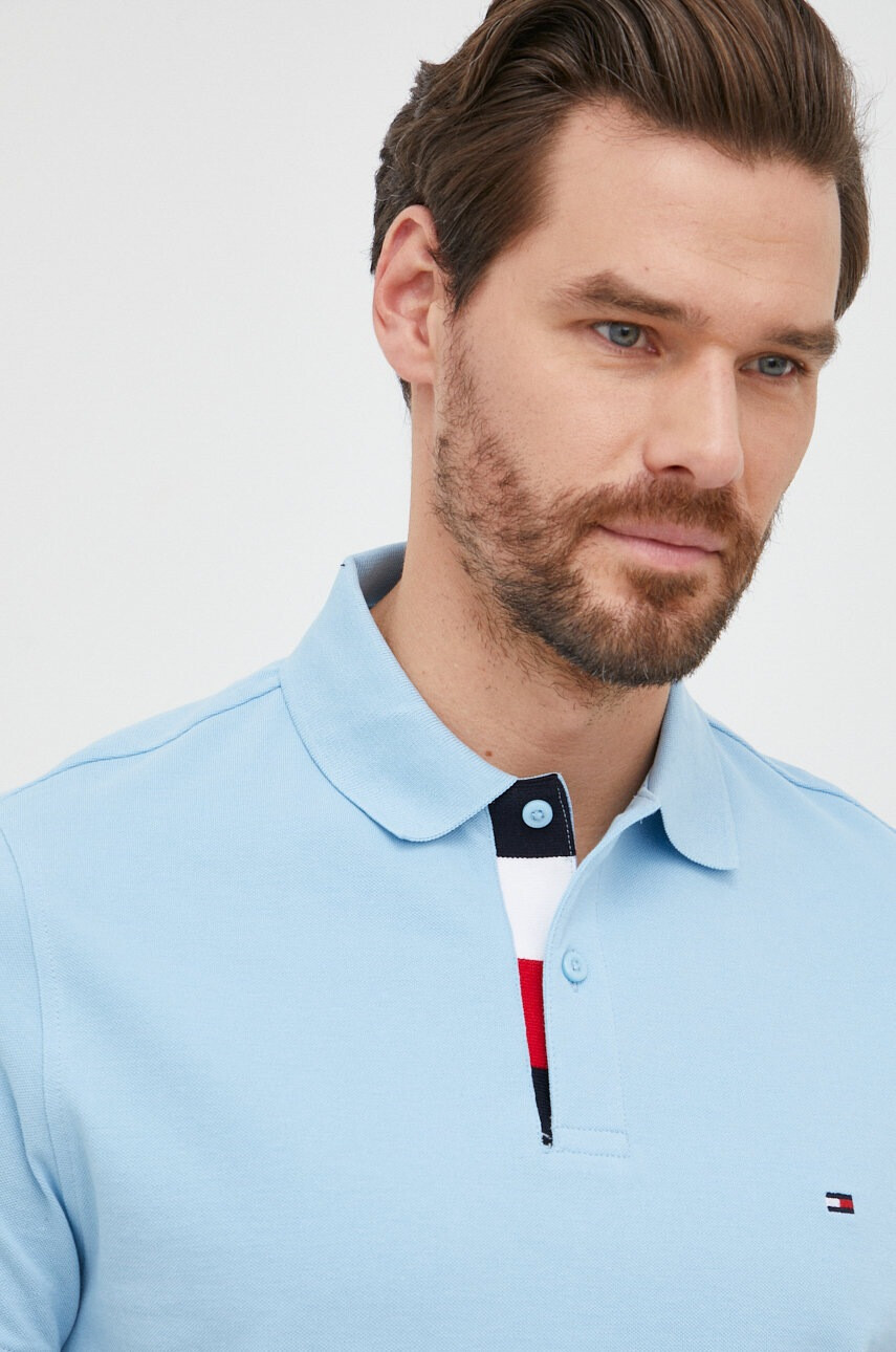 Tommy Hilfiger Памучна тениска с яка - Pepit.bg
