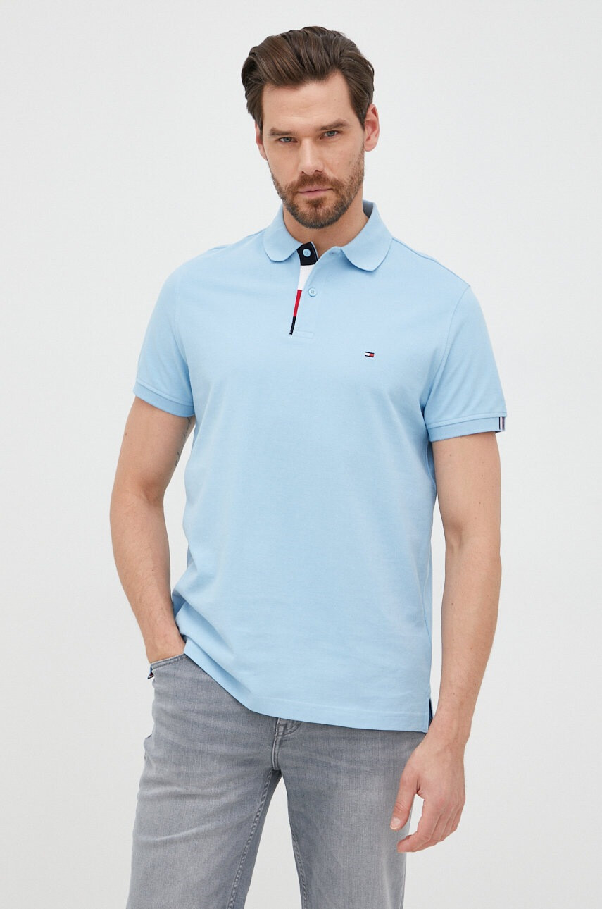 Tommy Hilfiger Памучна тениска с яка - Pepit.bg