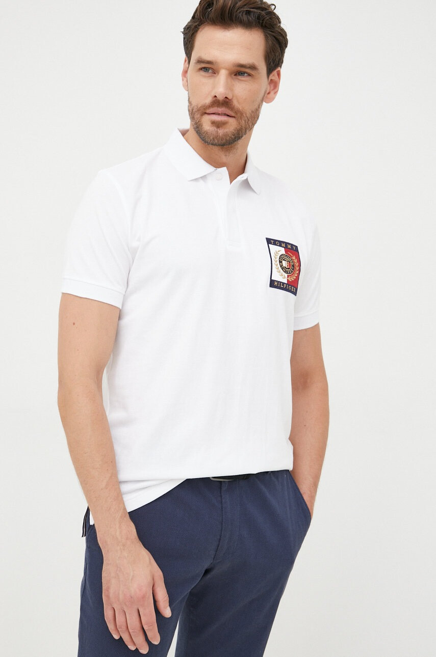 Tommy Hilfiger Памучна тениска с яка Icon - Pepit.bg