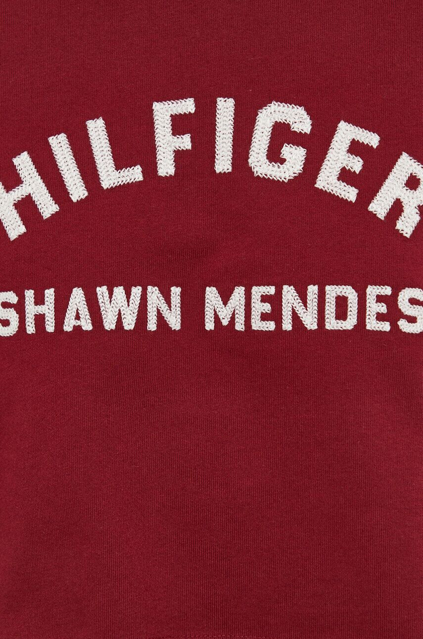 Tommy Hilfiger Памучна тениска x Shawn Mendes в бордо - Pepit.bg