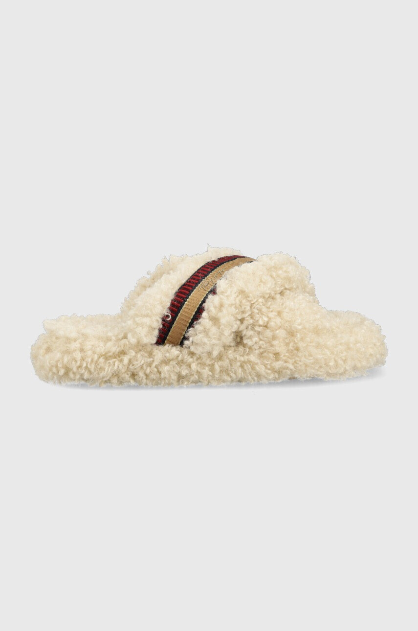 Tommy Hilfiger Пантофи Sherpa Fur Home Slippers Straps в бежово - Pepit.bg