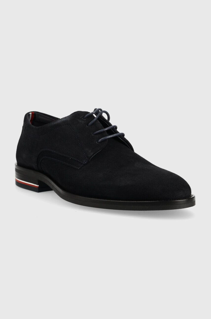 Tommy Hilfiger Половинки обувки от велур CORPORATE HILFIGER SUEDE SHOE в тъмносиньо FM0FM04434 - Pepit.bg