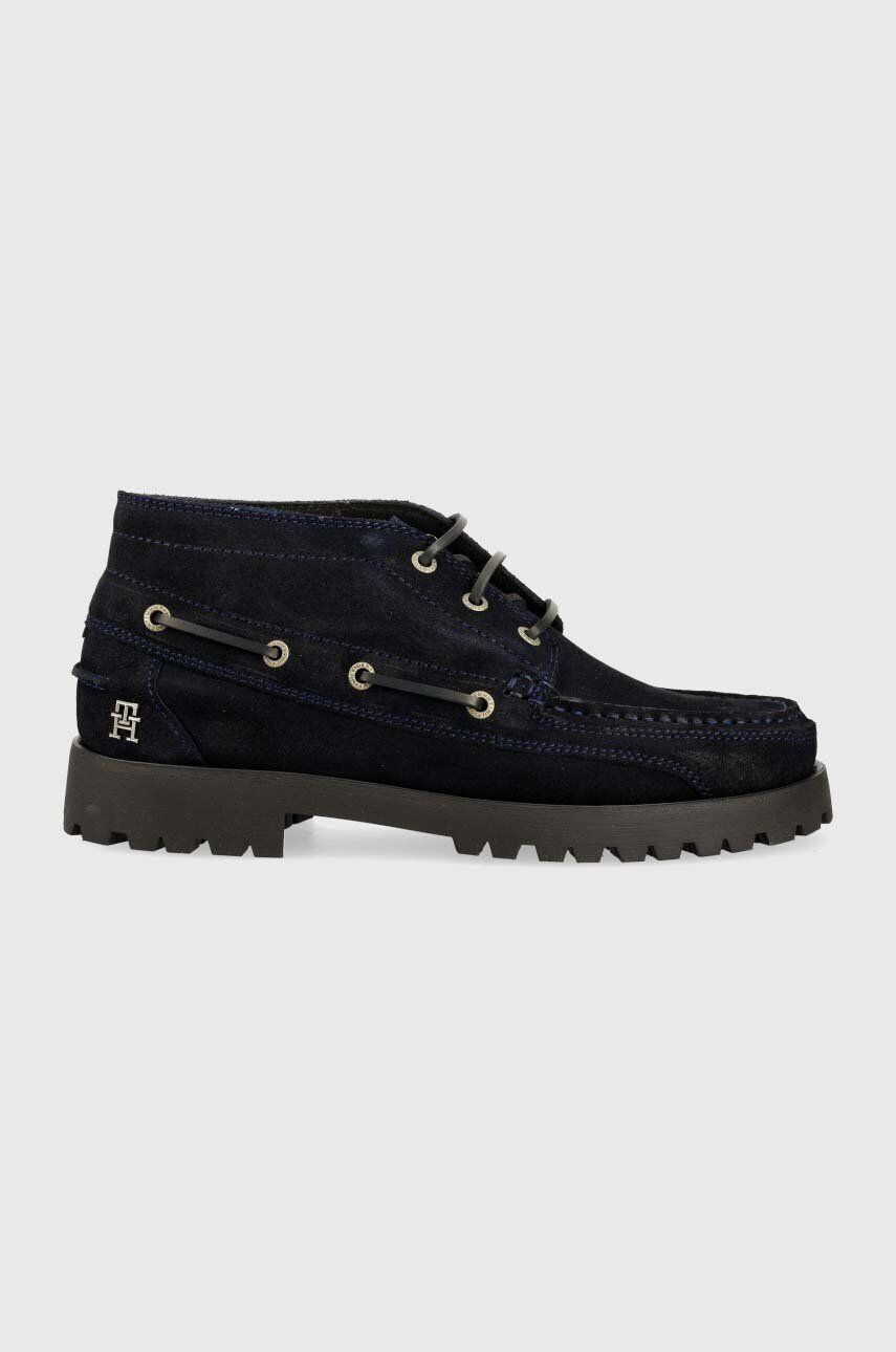 Tommy Hilfiger Половинки обувки от велур TH BOAT BOOT CLASSIC в тъмносиньо FM0FM04684 - Pepit.bg