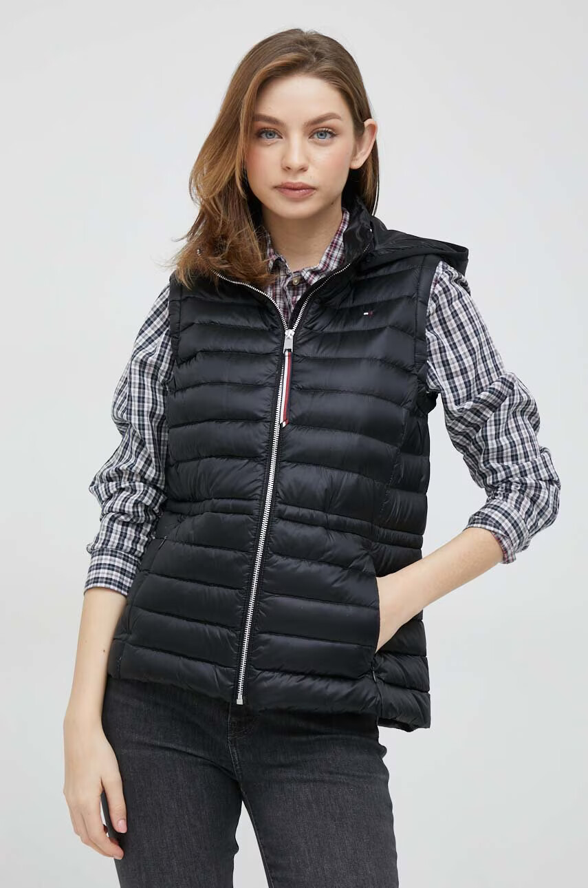Tommy Hilfiger Пухен елек дамски в черно с преходна изолация - Pepit.bg