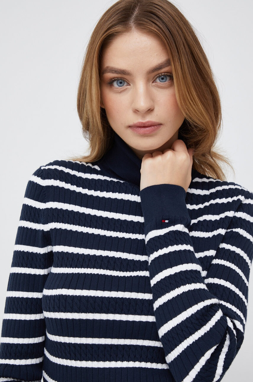 Tommy Hilfiger Пуловер дамски в тъмносиньо с поло - Pepit.bg