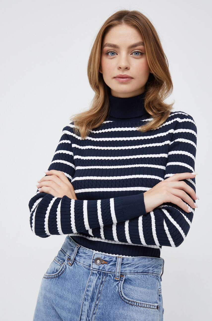 Tommy Hilfiger Пуловер дамски в тъмносиньо с поло - Pepit.bg