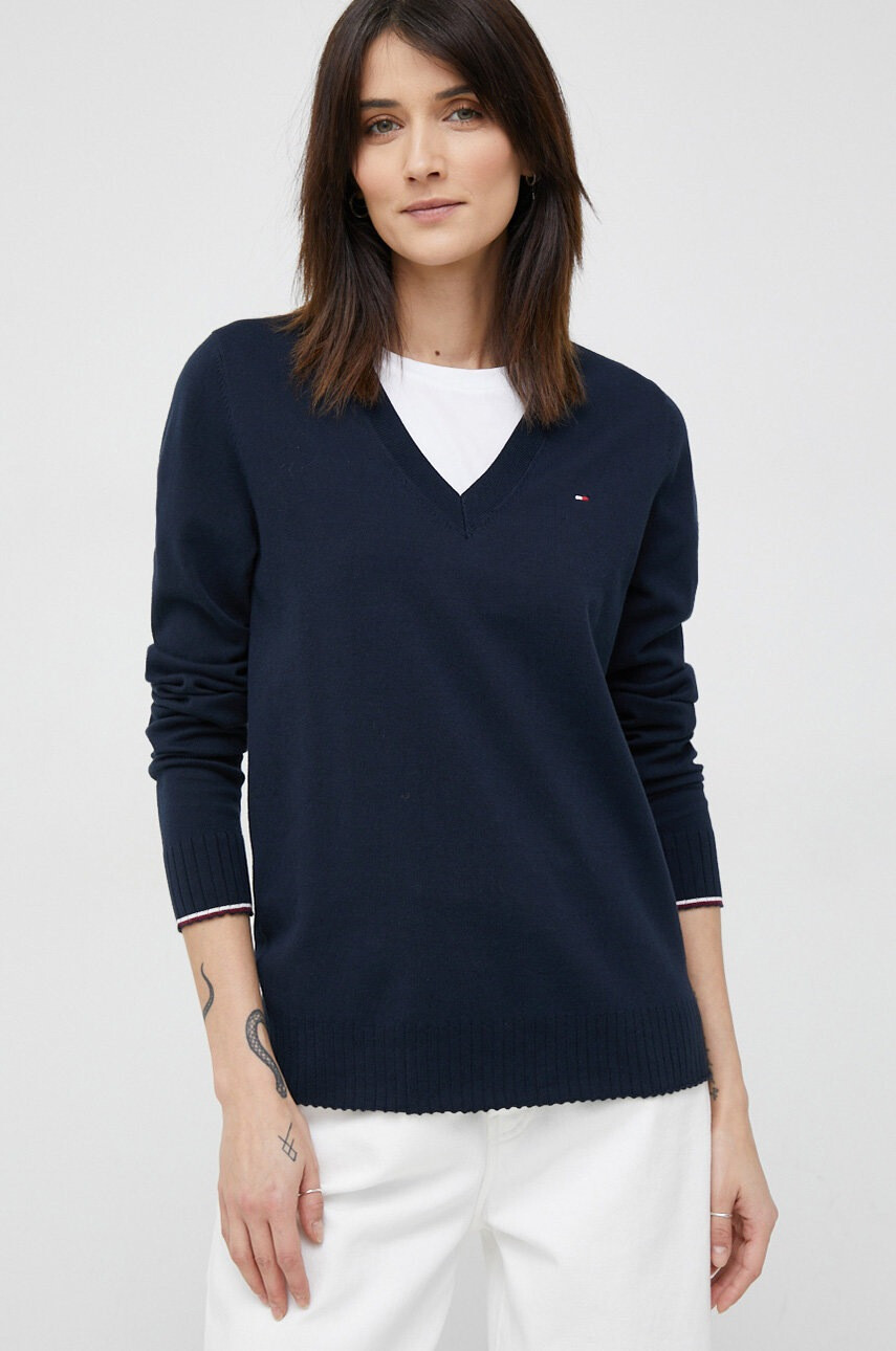 Tommy Hilfiger Пуловер дамски в тъмносиньо от лека материя - Pepit.bg