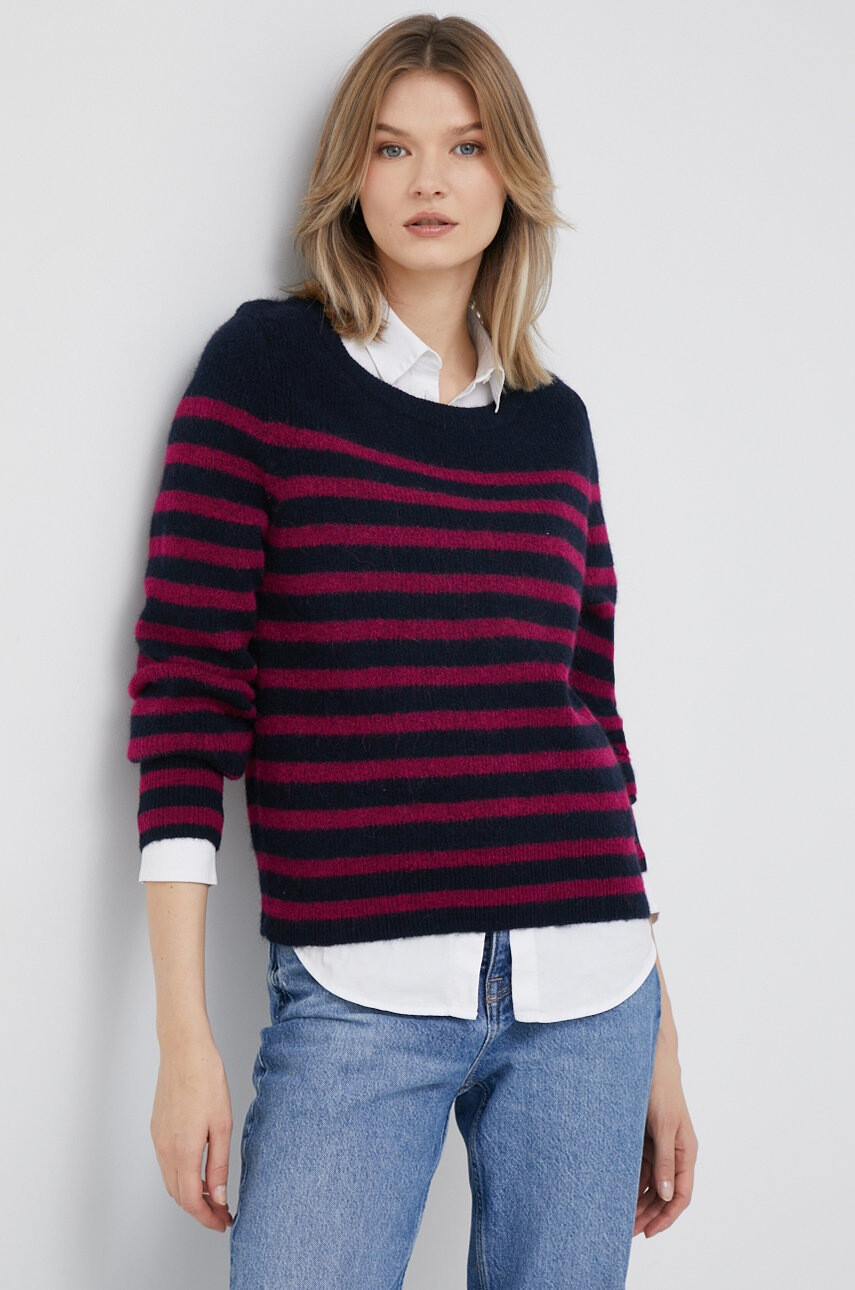 Tommy Hilfiger Пуловер с вълна дамски в тъмносиньо - Pepit.bg
