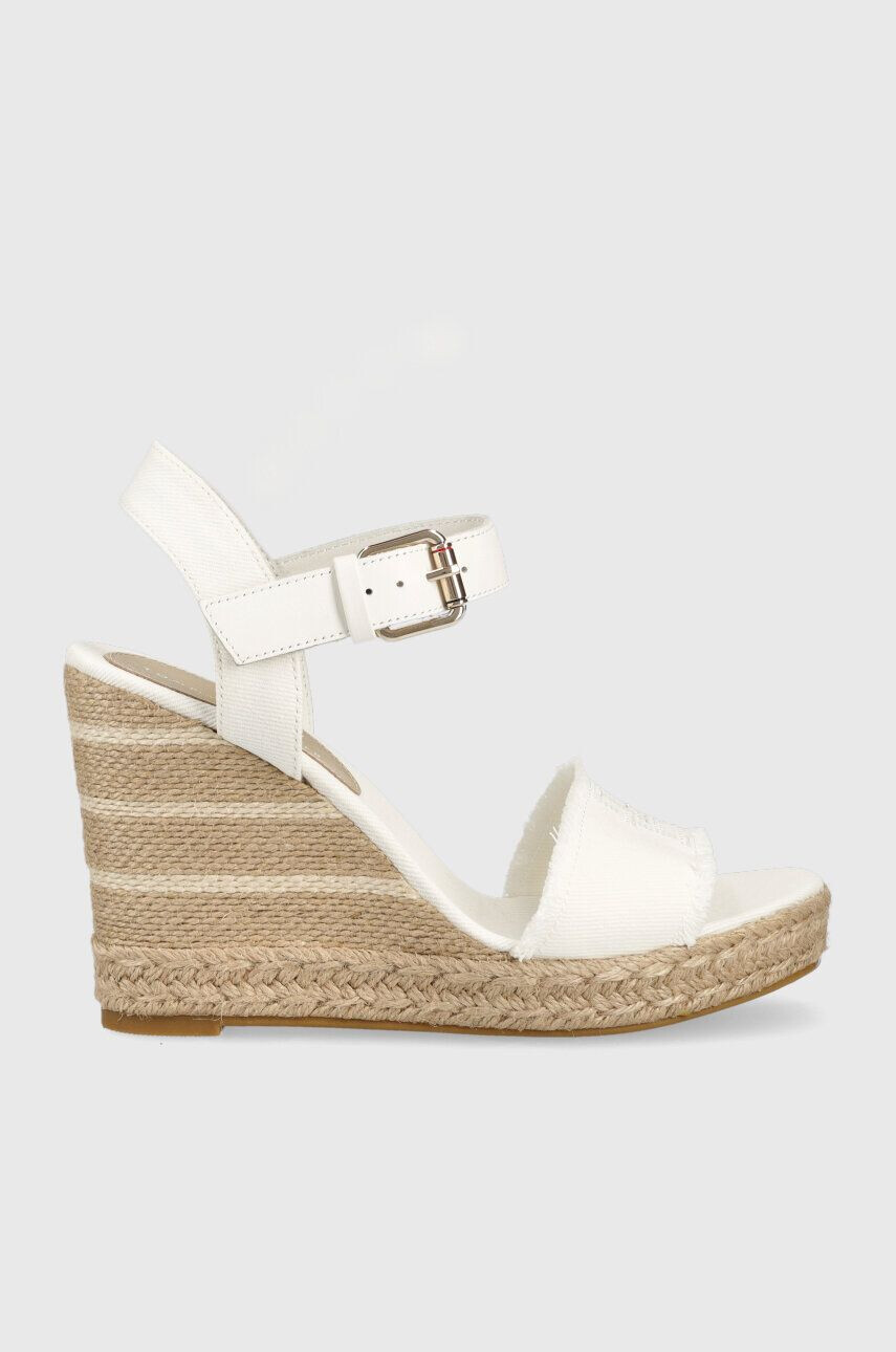 Tommy Hilfiger Сандали ECRU DENIM WEDGE SANDAL в бяло със скосена платформа FW0FW07191 - Pepit.bg