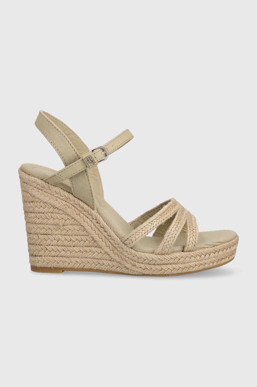 Tommy Hilfiger Сандали ESSENTIAL BASIC WEDGE SANDAL в бежово със скосена платформа FW0FW07220 - Pepit.bg