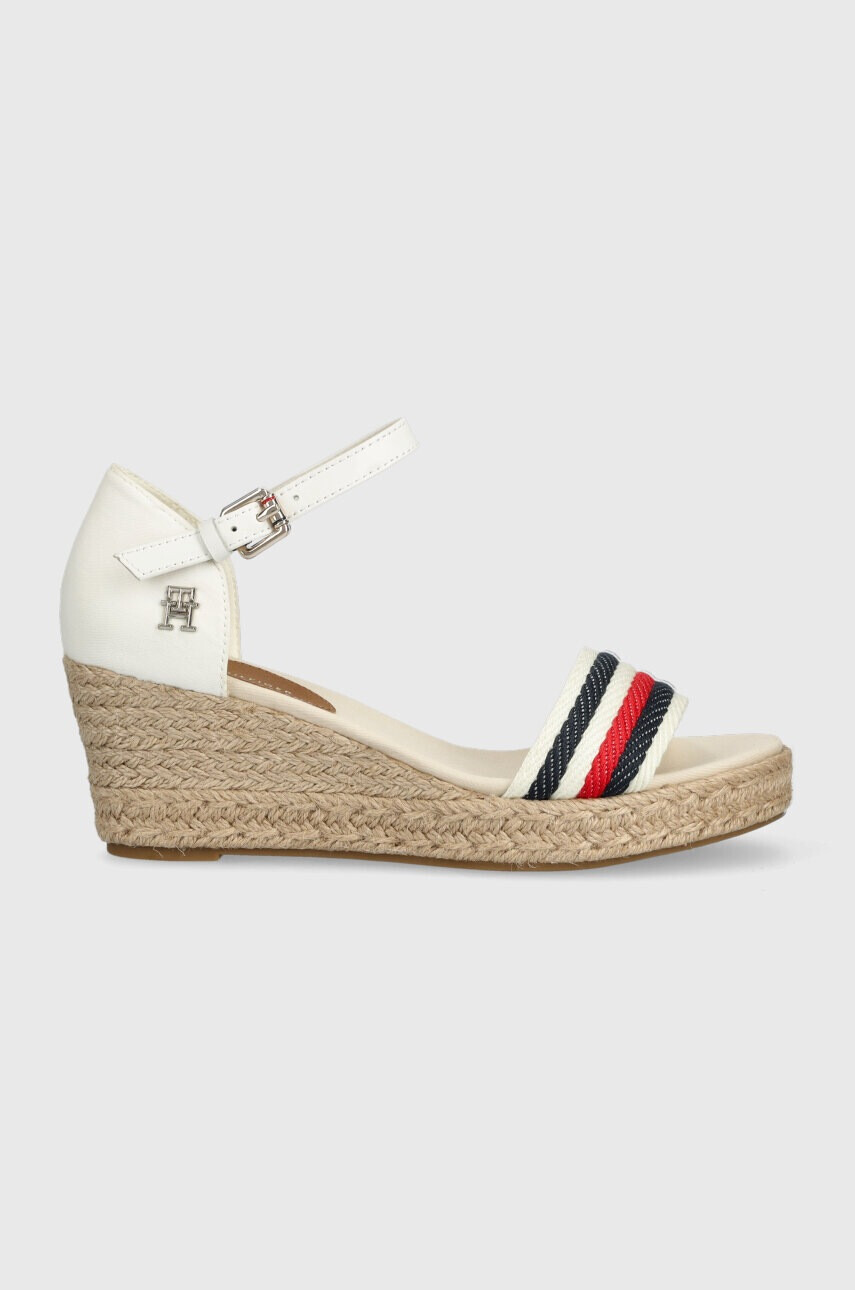 Tommy Hilfiger Сандали MID WEDGE CORPORATE в бяло със скосена платформа - Pepit.bg
