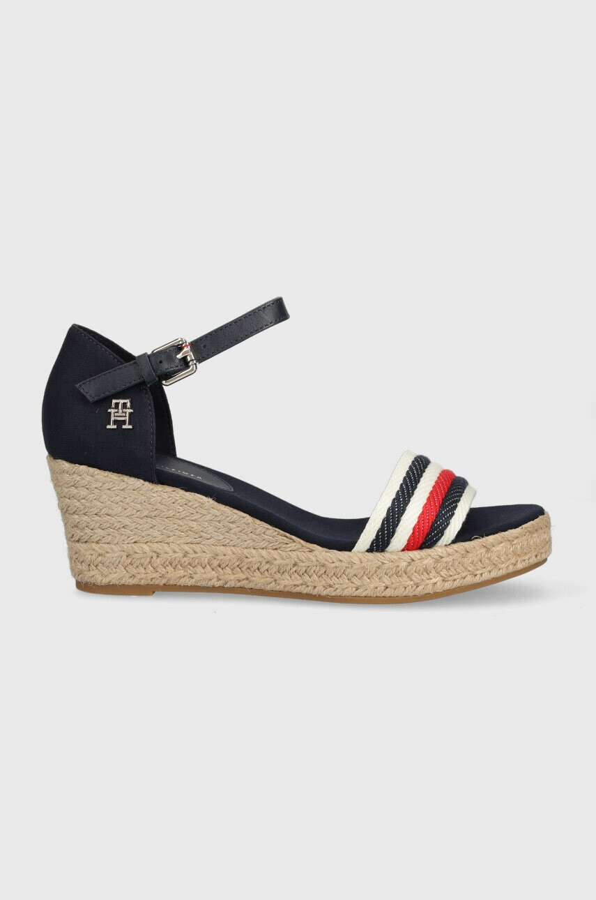 Tommy Hilfiger Сандали MID WEDGE CORPORATE в тъмносиньо със скосена платформа - Pepit.bg