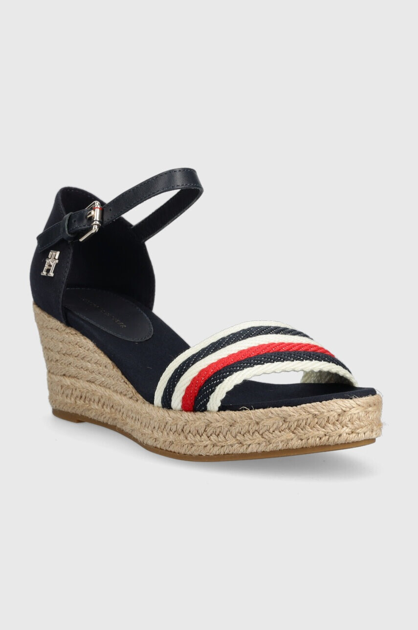 Tommy Hilfiger Сандали MID WEDGE CORPORATE в тъмносиньо със скосена платформа - Pepit.bg