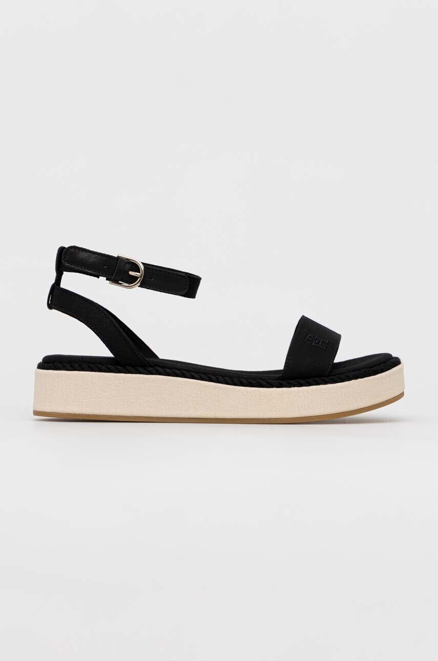 Tommy Hilfiger Сандали ROPE FLATFORM в черно с платформа FW0FW07019 - Pepit.bg