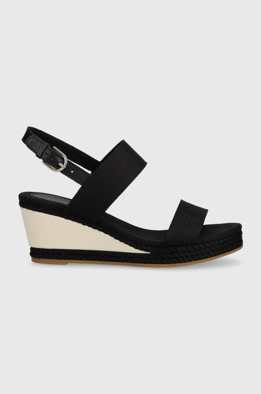 Tommy Hilfiger Сандали ROPE WEBBING MID WEDGE в черно със скосена платформа FW0FW07092 - Pepit.bg