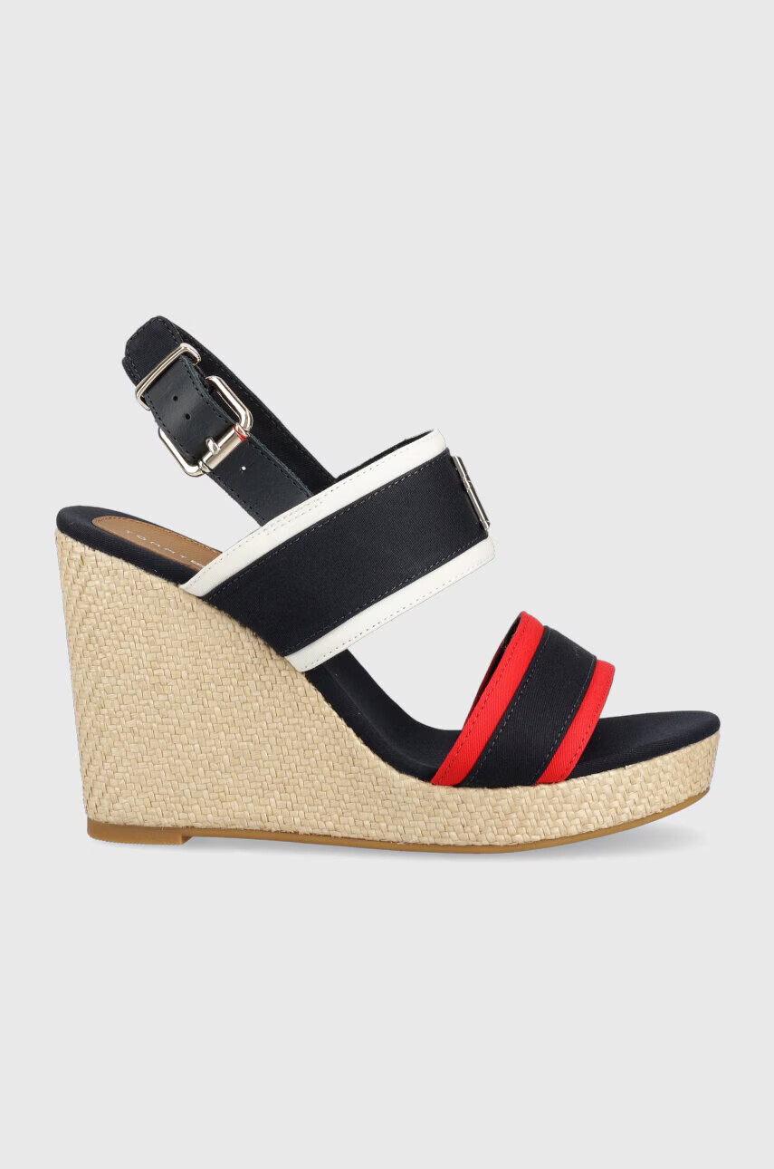 Tommy Hilfiger Сандали RWB FEMININE WEDGE в тъмносиньо със скосена платформа - Pepit.bg