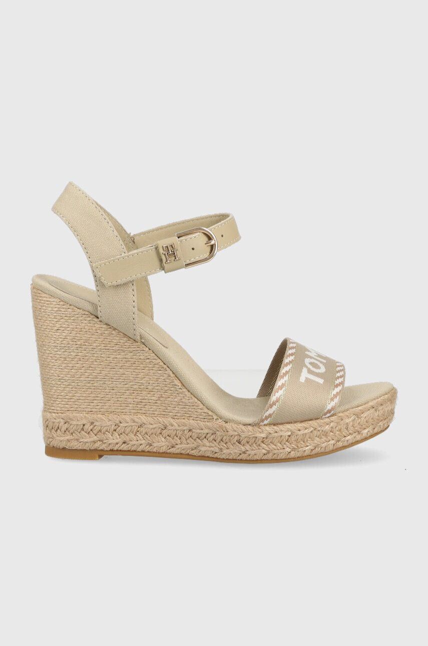 Tommy Hilfiger Сандали SEASONAL WEBBING WEDGE в бежово с платформа FW0FW07088 - Pepit.bg