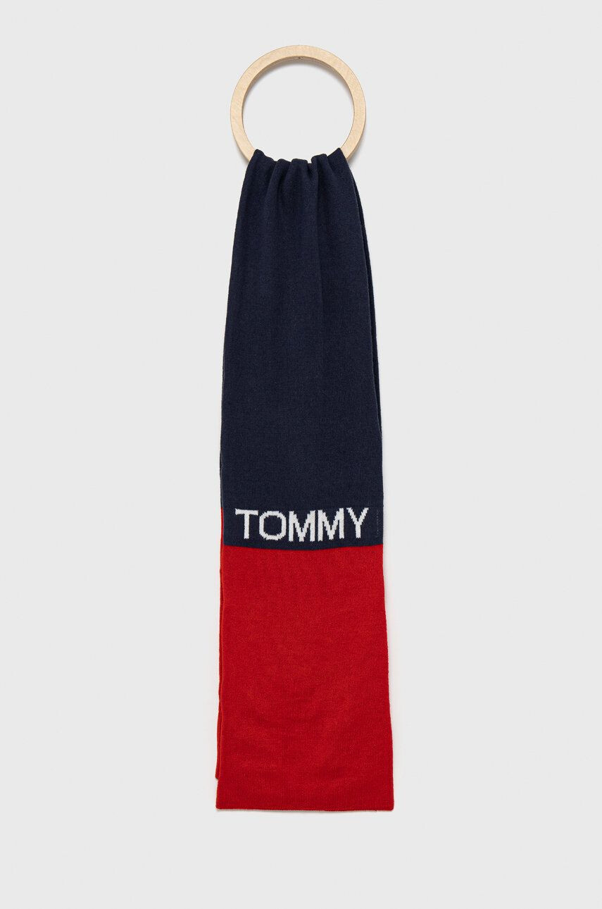 Tommy Hilfiger Шал с вълна в тъмносиньо с десен - Pepit.bg