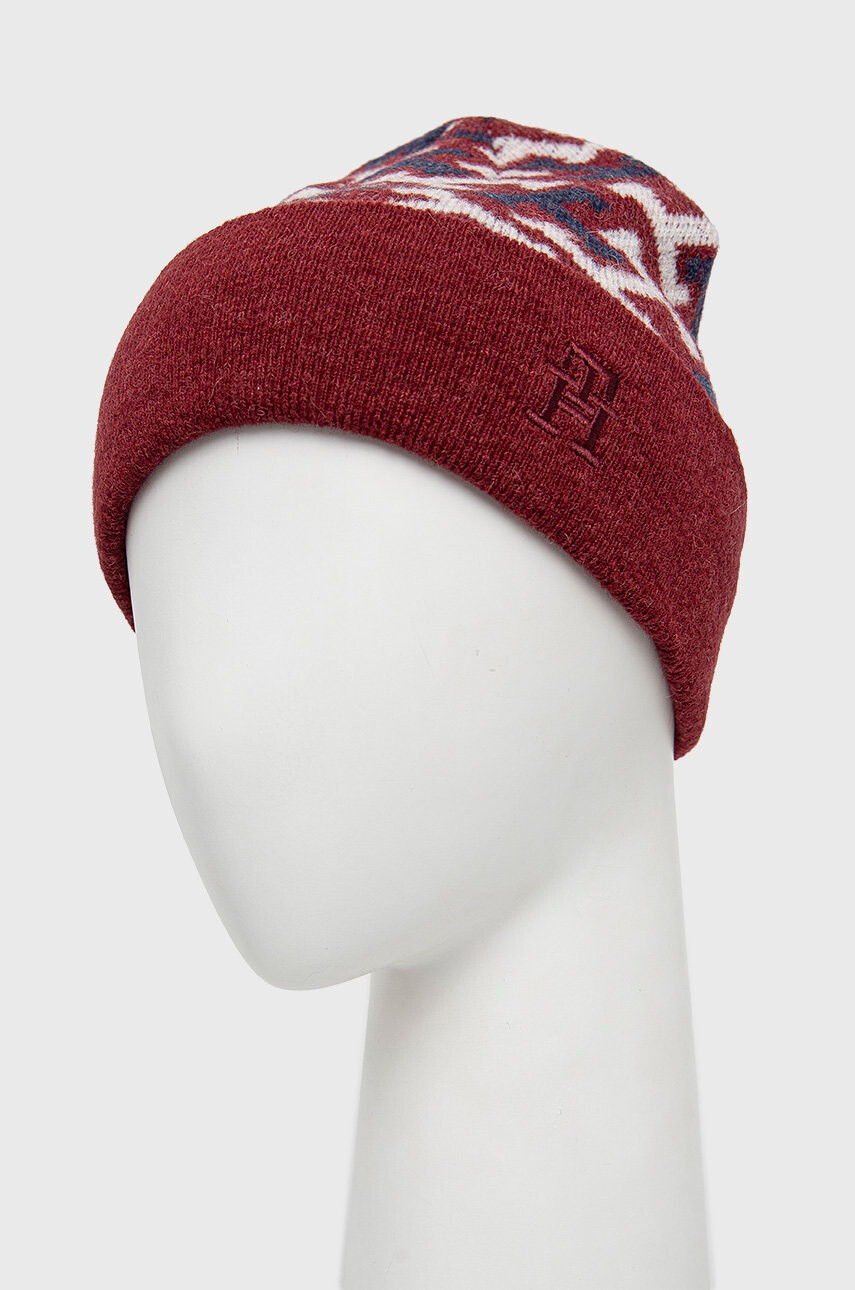 Tommy Hilfiger Шапка с вълна в бордо - Pepit.bg
