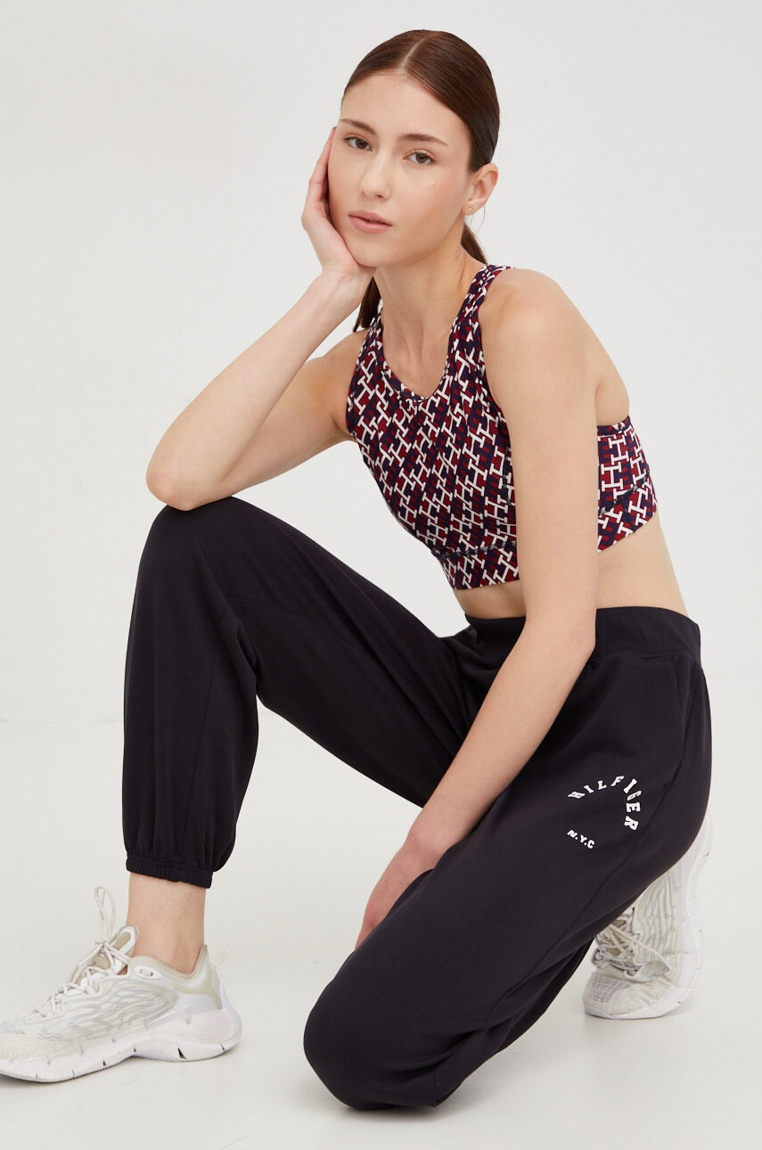 Tommy Hilfiger Спортен сутиен в бордо с десен - Pepit.bg