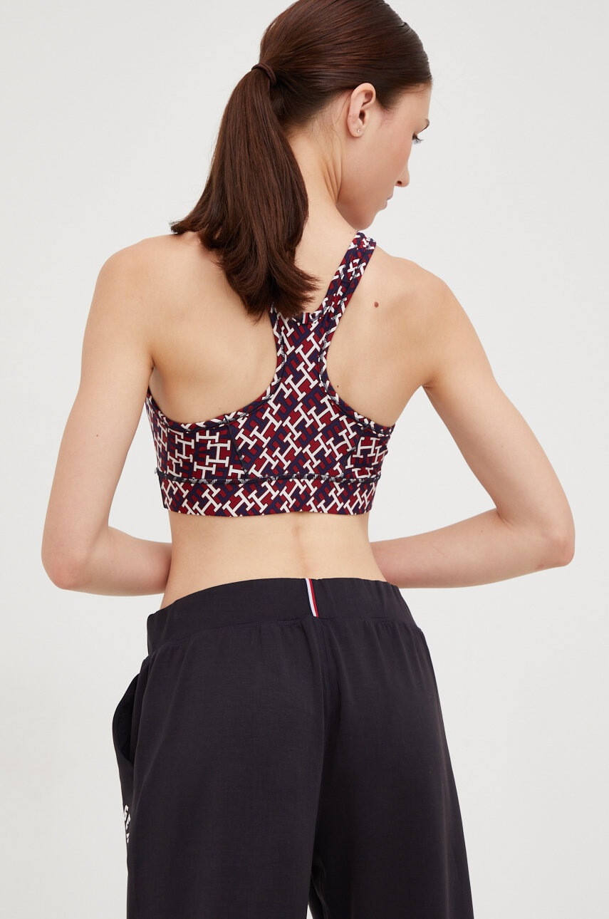 Tommy Hilfiger Спортен сутиен в бордо с десен - Pepit.bg