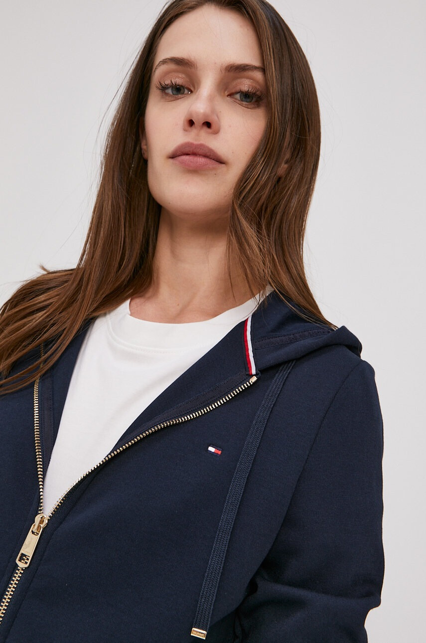 Tommy Hilfiger Суичър дамски в тъмносиньо с изчистен дизайн - Pepit.bg