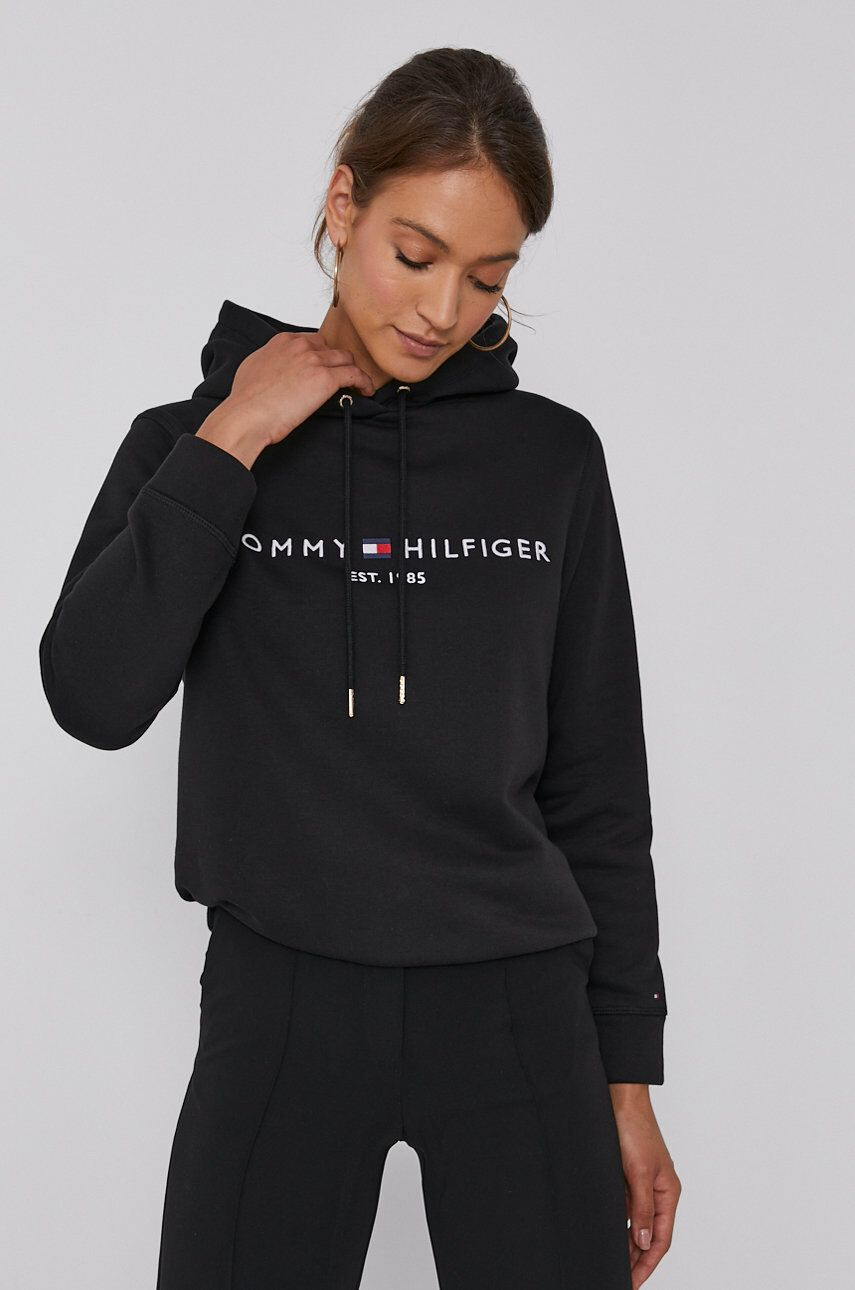 Tommy Hilfiger Суичър дамски в черно с апликация - Pepit.bg