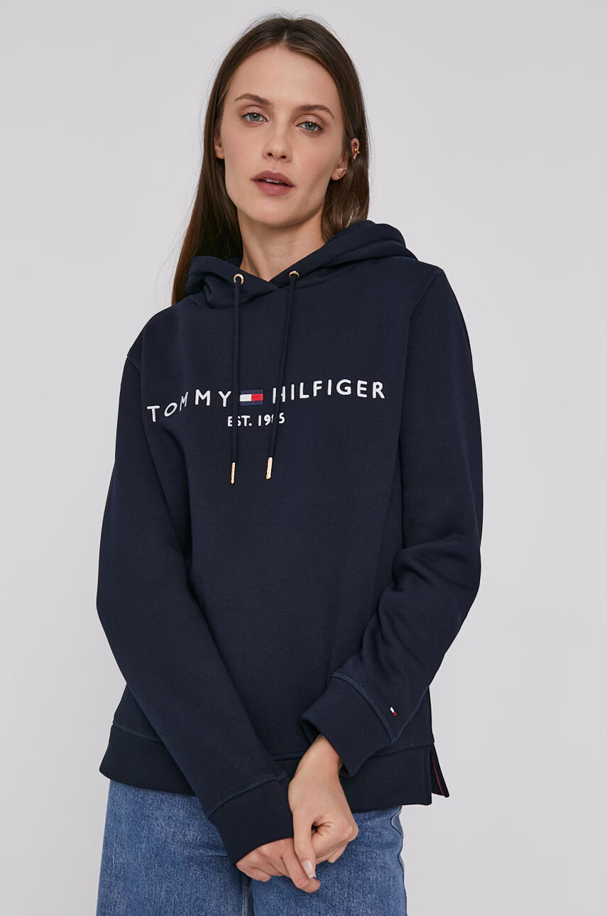 Tommy Hilfiger Суичър дамски в тъмносиньо с апликация - Pepit.bg