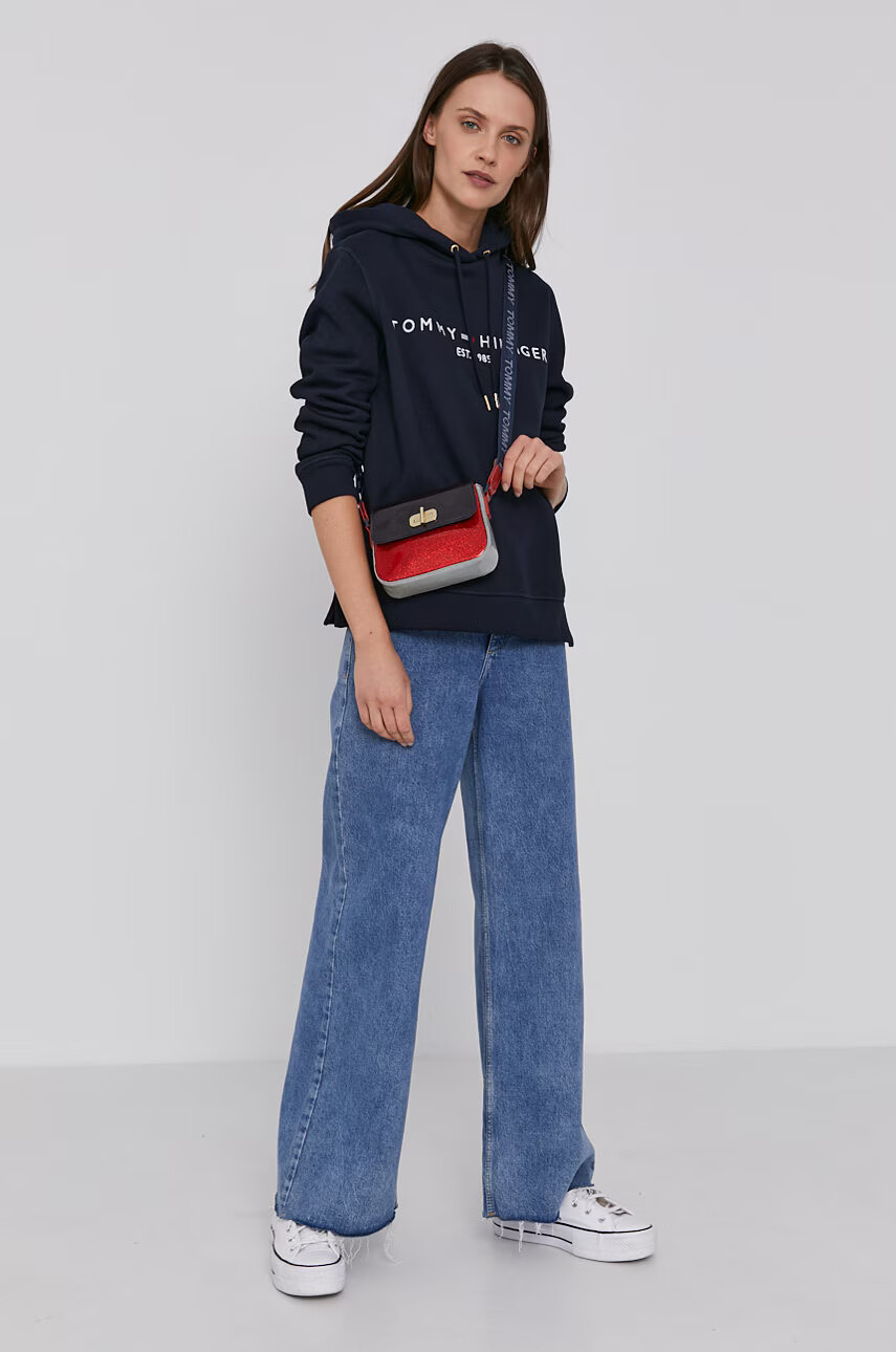 Tommy Hilfiger Суичър дамски в тъмносиньо с апликация - Pepit.bg