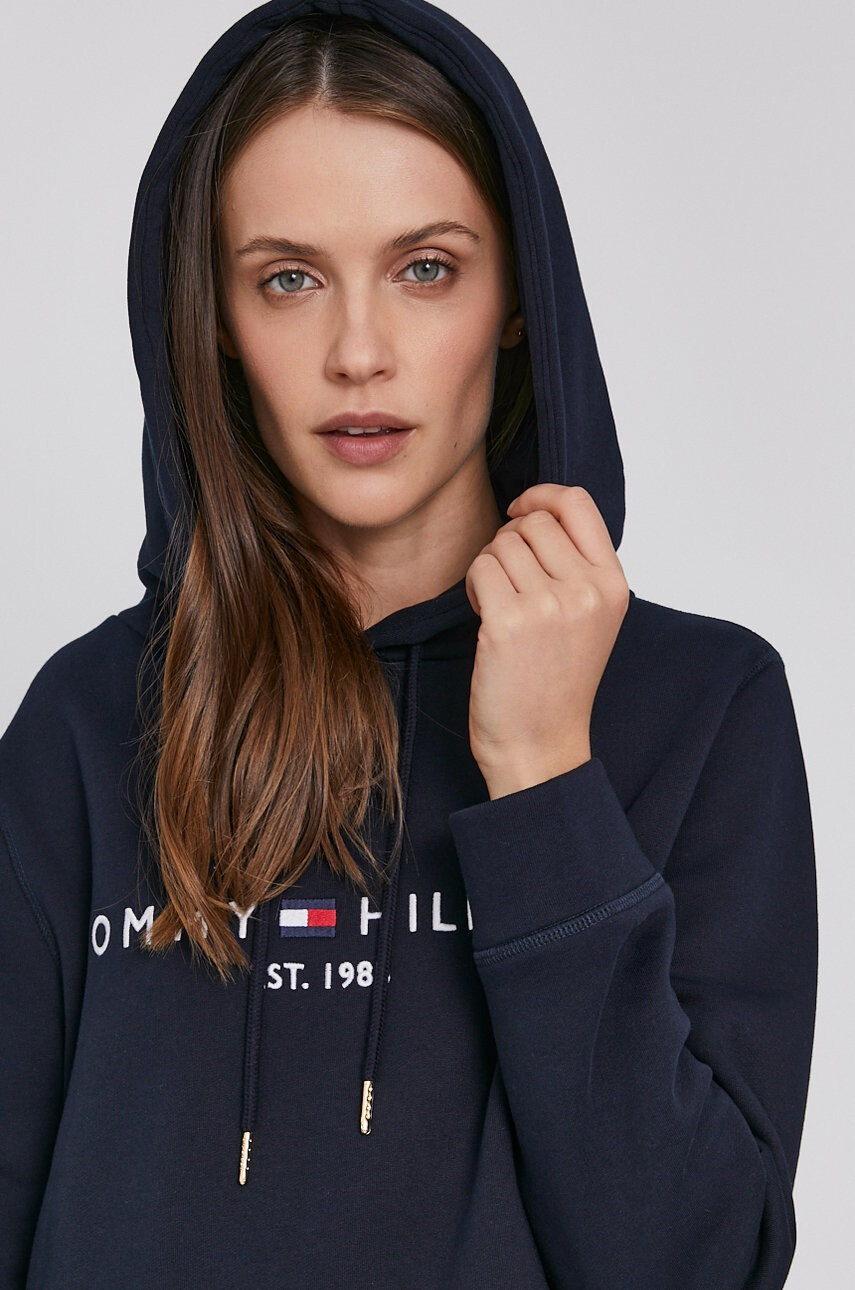Tommy Hilfiger Суичър дамски в тъмносиньо с апликация - Pepit.bg