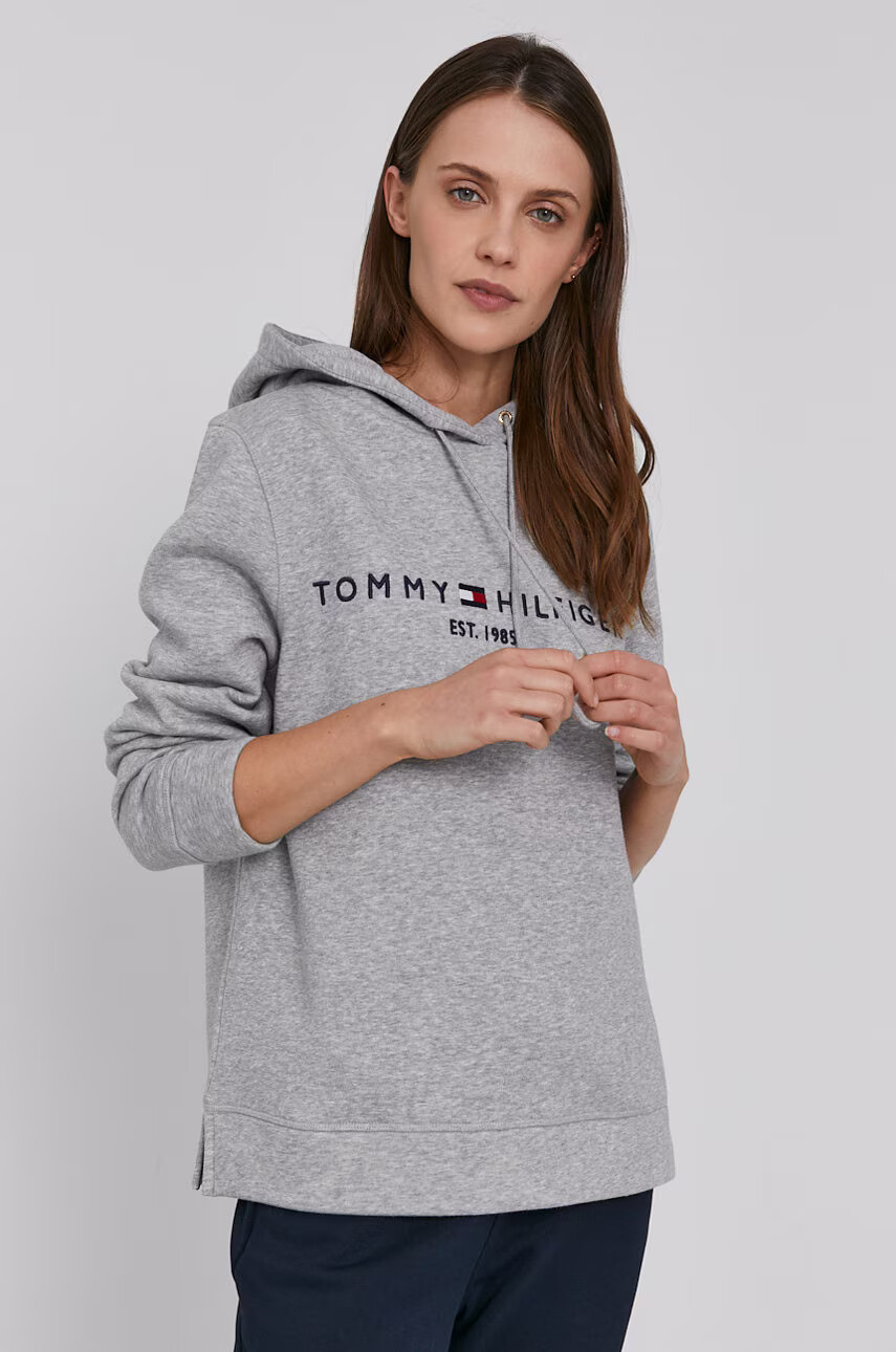 Tommy Hilfiger Суичър дамски в сиво с апликация - Pepit.bg